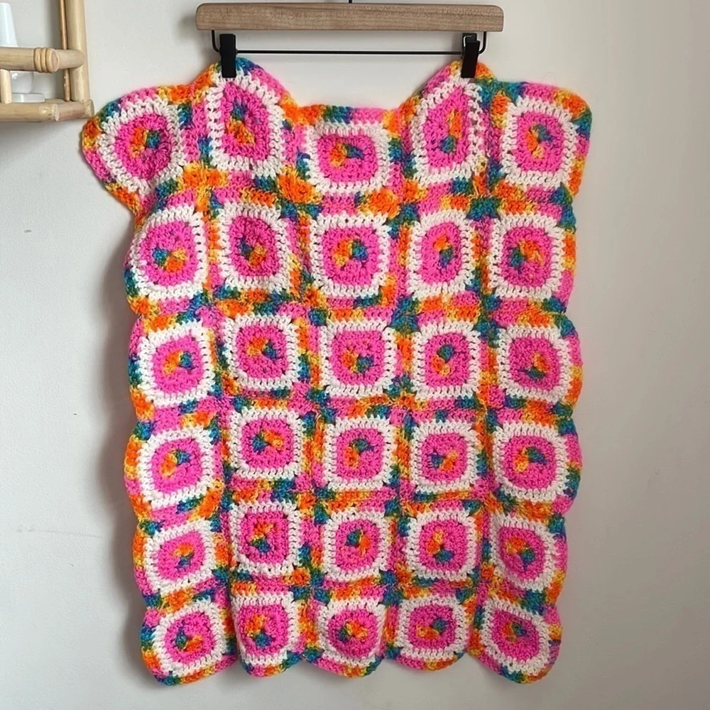 Granny Square Crochet Baby Blanket / Small Blanket